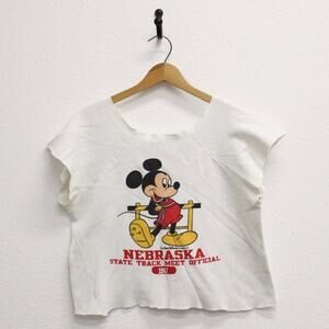 Vintage Mickey Mouse Nebraska State Track Meet Cutoff Sweatshirt Medium